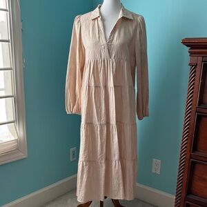 Umgee Sz L Cream Long-Sleeve Maxi Dress